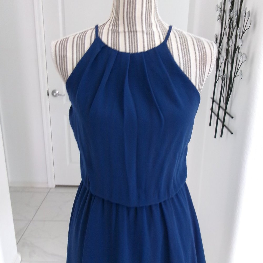 Lush Dark Blue Sleeveless Chiffon Flowy Dress Above Knee XS - Picture 3 of 14